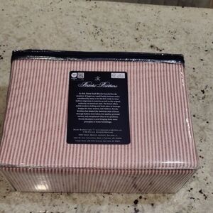 BROOKS BROTHERS Classic RED White TICKING STRIPE Cotton FLANNEL Full SHEET SET